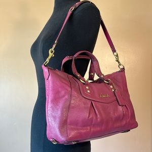 Coach Ashley Leather Pink Shoulder Tote (F20104)